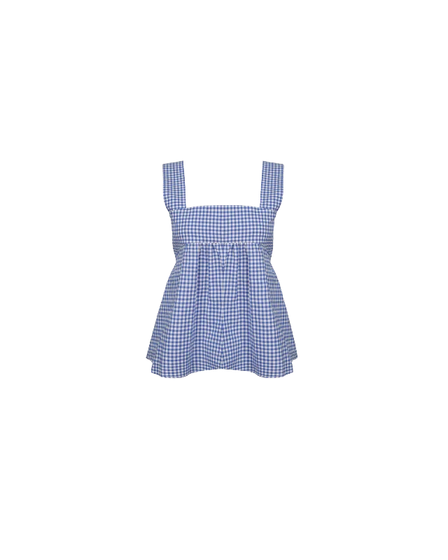 MARGIE TIE-BACK TOP COBALT GINGHAM