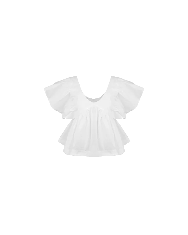 NONI RUFFLE TOP WHITE