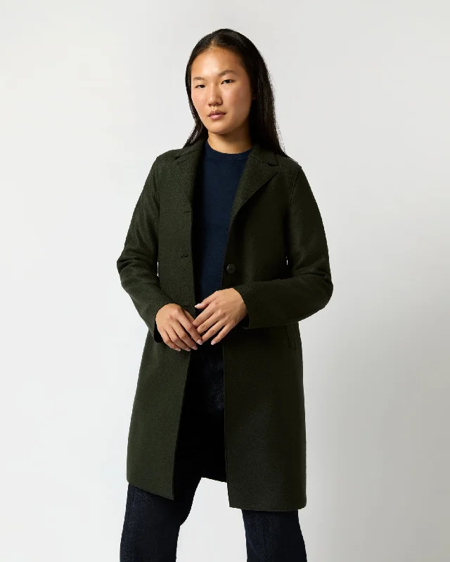 Button Up Boxy Coat in Dark Green