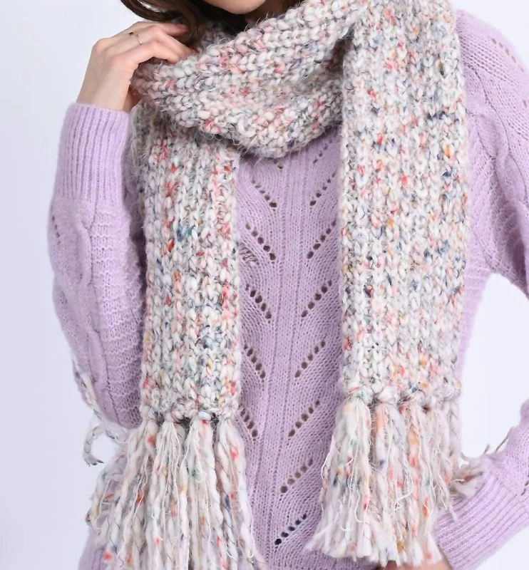 Knitted Scarf With Mottled Stitch In Multicolored